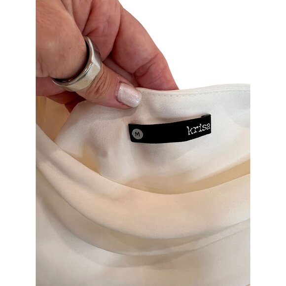Krisa White One Shoulder Tie Top - Size M - Picture 7 of 7
